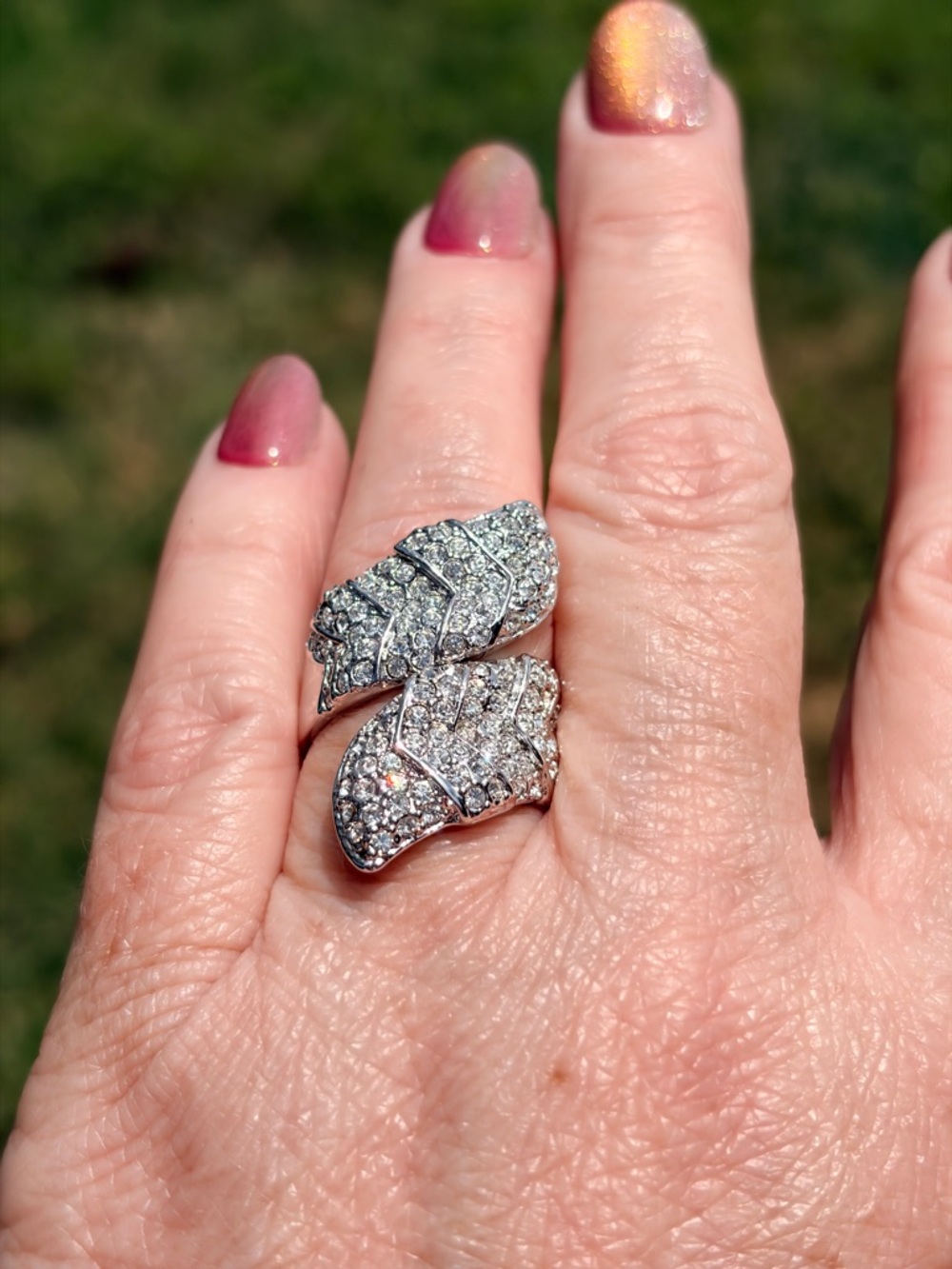 Camille Lucie Sparkling Pavé Silver Chevron Statement Ring